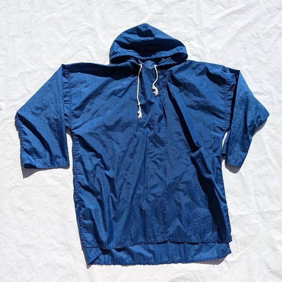 Vintage Totes Blue Rain Jacket - Double Button Top/Draw String - OSFM - Picture 1 of 5